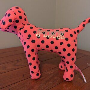Victoria's Secret PINK 10-inch Mini Dog Neon Pink with Black Polka Dots RARE